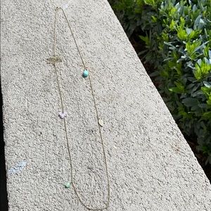 Long Gold Metal Dainty Necklace w Nature Accents